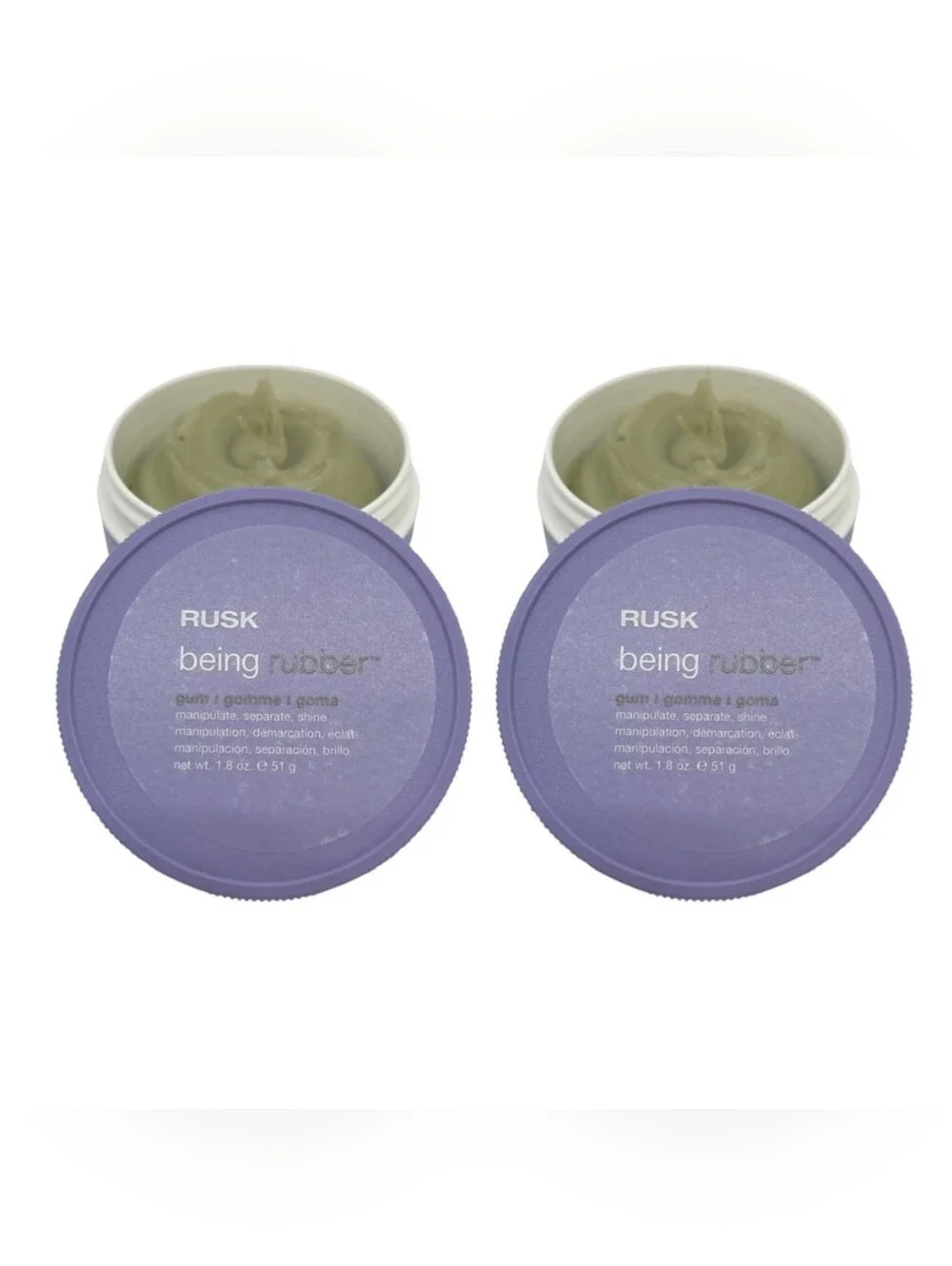 NWT 》2×《 RUSK BEING RUBBER HAIR GUM FOR SEPARATION & SHINE!